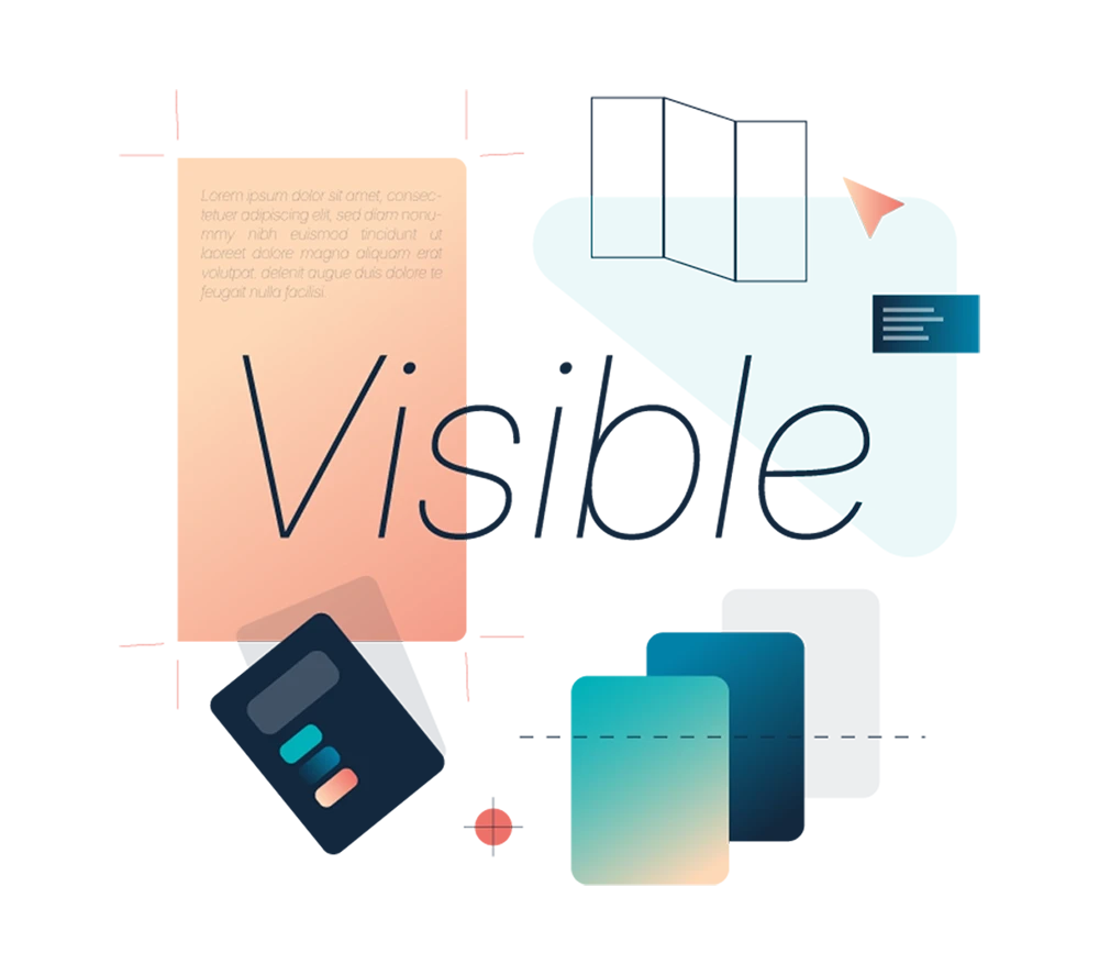 Illustration représentant la création de support de communication par le studio graphique Kalyko